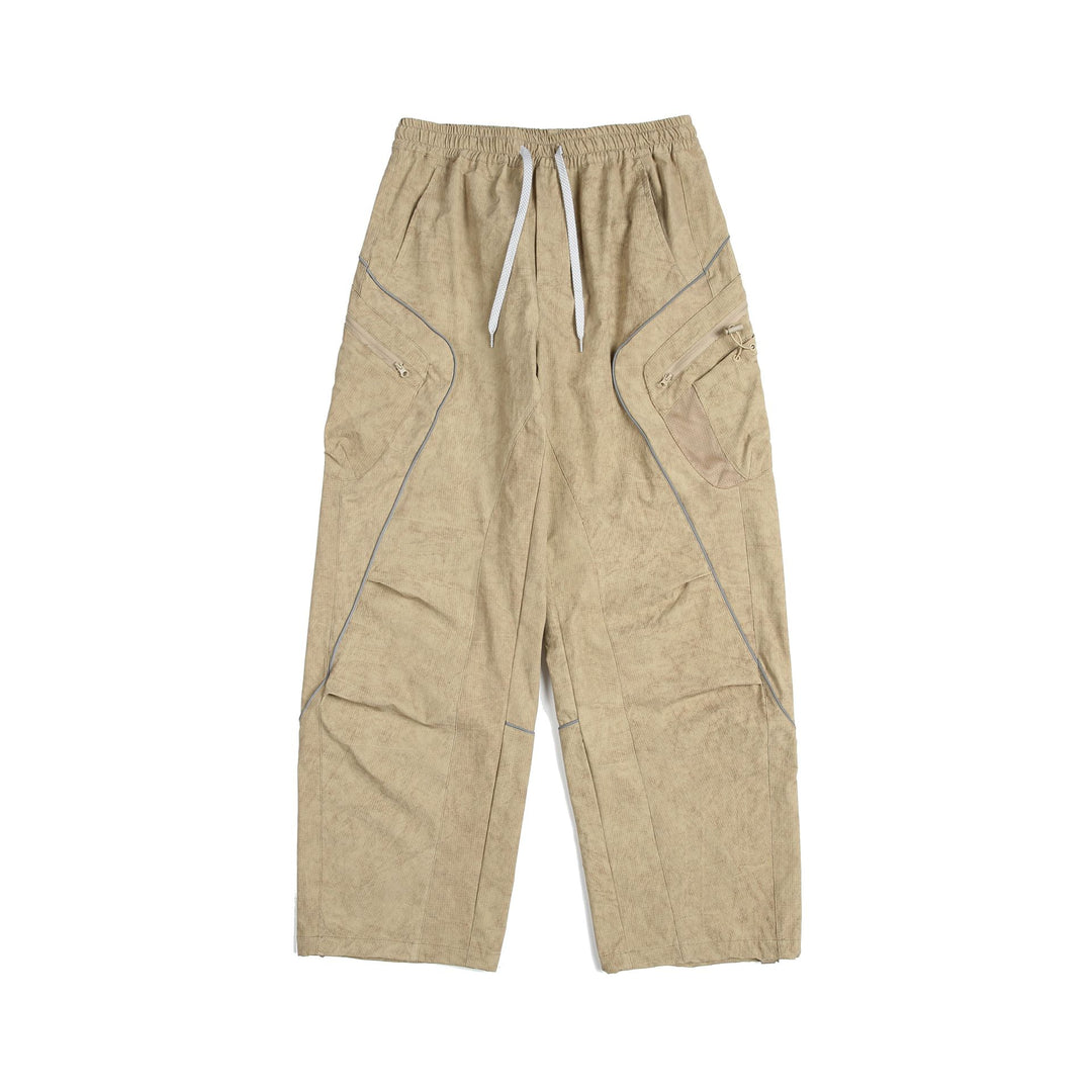 Unisex Cargo-Culotte-Hose mit elastischem Bund, Reißverschlusstaschen und Mesh‑Einsätzen Echoarchiv