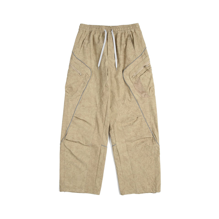Unisex Cargo-Culotte-Hose mit elastischem Bund, Reißverschlusstaschen und Mesh‑Einsätzen Echoarchiv