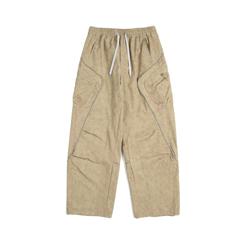 Unisex Cargo-Culotte-Hose mit elastischem Bund, Reißverschlusstaschen und Mesh‑Einsätzen Echoarchiv