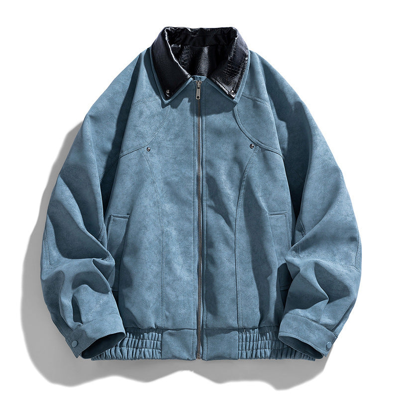 Herren Modische Kunstlederjacke mit Stehkragen Echo Archiv