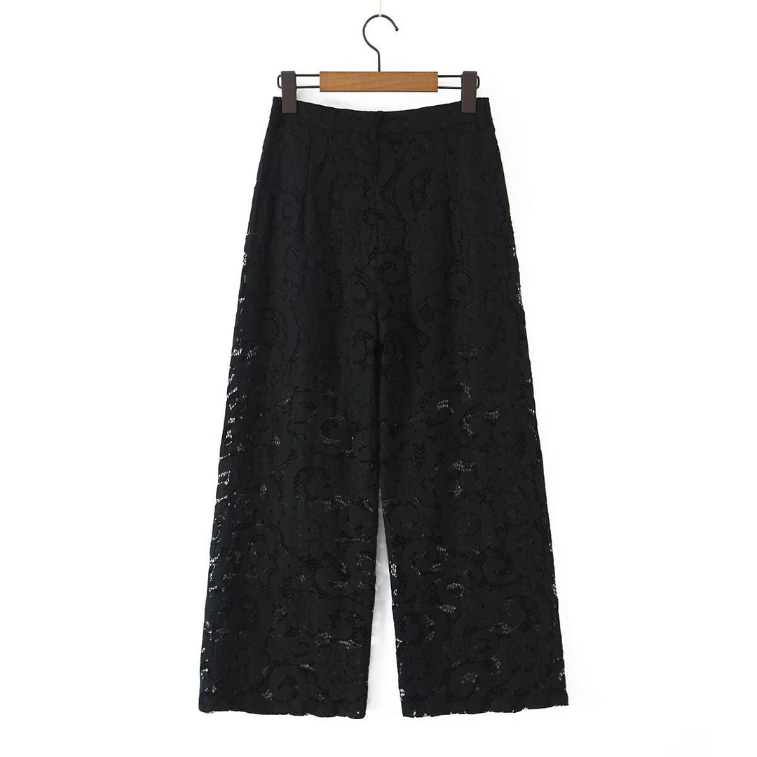 Damen Weite Spitzenhose mit hoher Taille und gefütterter Innenlage Echo Archiv
