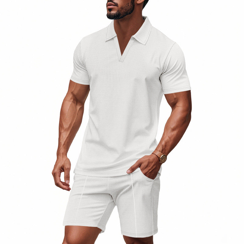 Herren Polohemd und Shorts-Set aus atmungsaktivem Strukturmaterial Echoarchiv