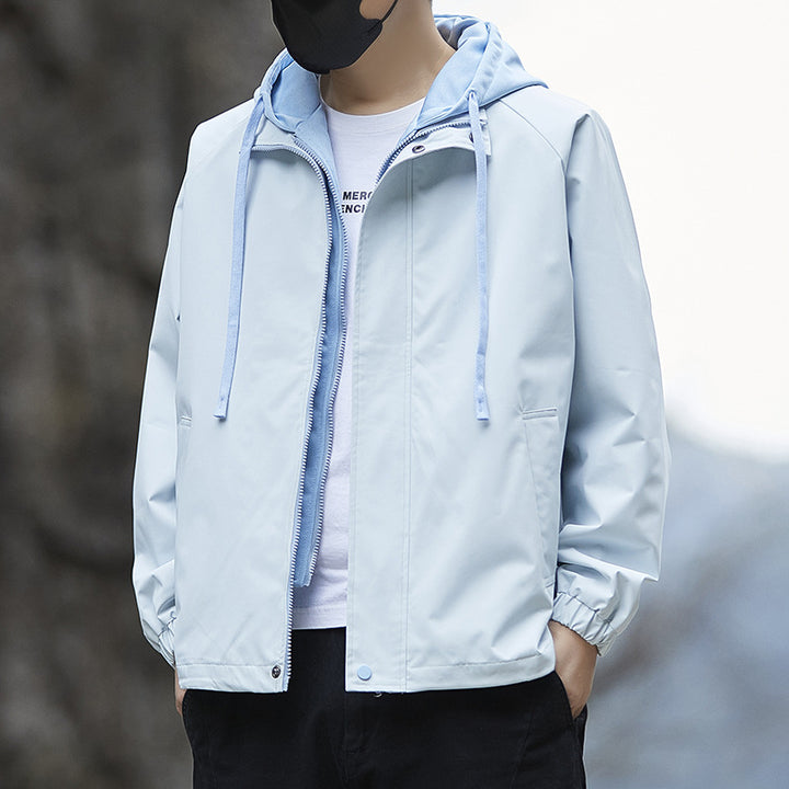 Herren Leichte Regenjacke mit verstellbarem Kapuzenkragen – Taviero