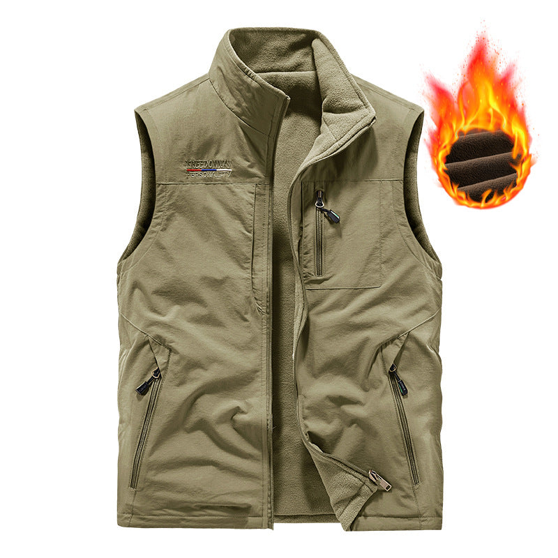 Herren nan wattierte Thermo-Outdoorweste mit weichem Fleece-Futter, hoher Stehkragen und mehreren Reißverschlusstaschen Echo Archiv
