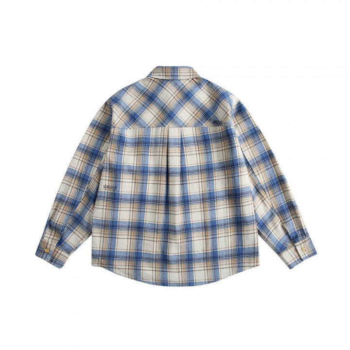Herren Karierter Oversize-Hemd aus weichem Flanell mit Brusttasche und Rundsaum Echo Archiv