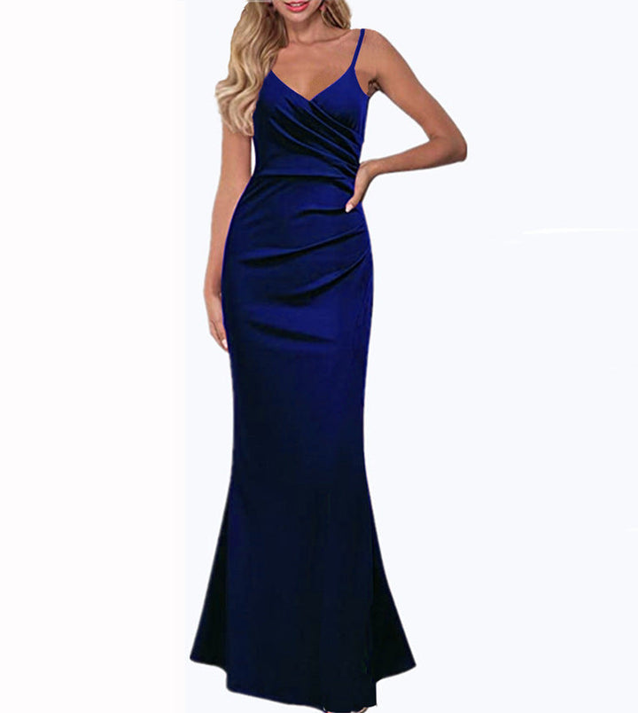 Echoarchiv | Einfarbiges Slim Fit Fließendes Maxikleid