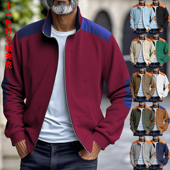 Herren sportliche Jacke mit strukturierten Ärmeln und Stehkragen Echoarchiv