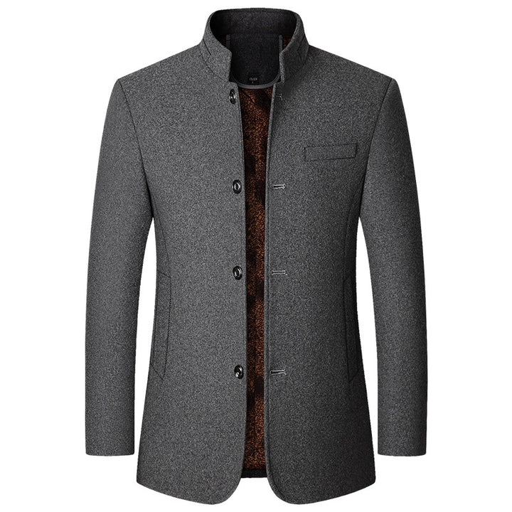 Herren Wollmantel mit Stehkragen und gesteppter Thermofütterung – Montevé