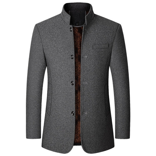 Herren Wollmantel mit Stehkragen und gesteppter Thermofütterung – Montevé