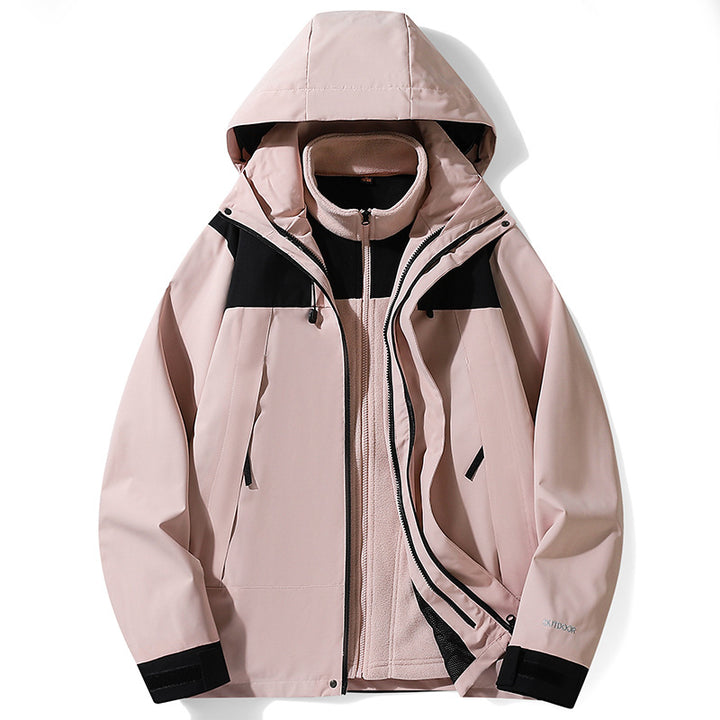 Damen multifunktionale Softshelljacke mit abnehmbaren Fleece-Futter, winddichtem Außenmaterial und verstellbarer Kapuze – Célinea