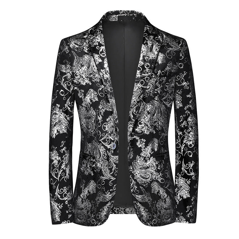 Herren nan ornamentaler Smokingblazer mit Schalkragen, Slim-Fit und edlem Paisley-Druck Echo Archiv