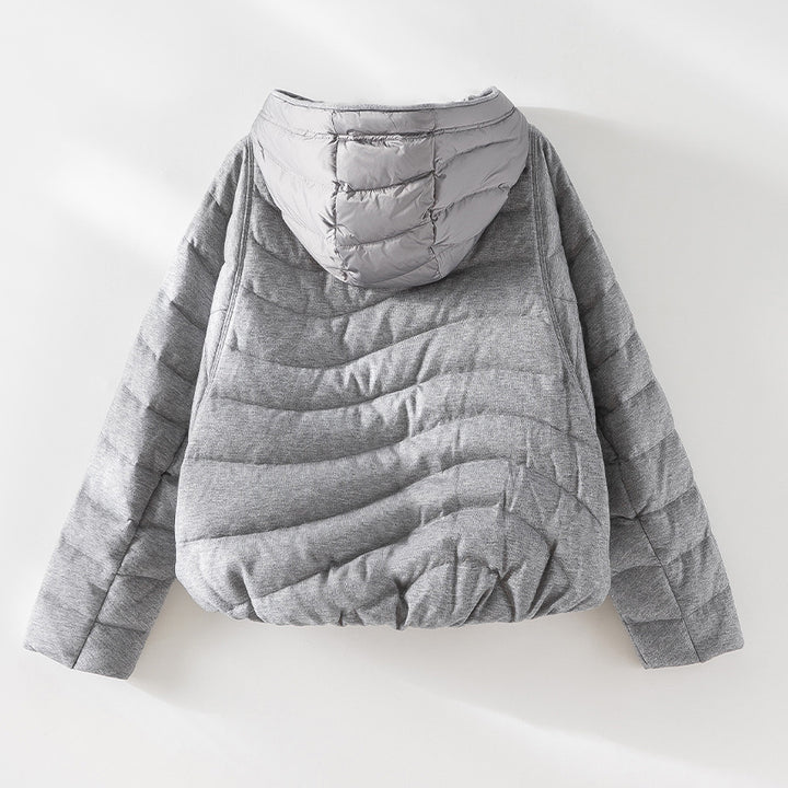 Damen gesteppte Kapuzen-Winterjacke mit tailliertem Gummizug Echoarchiv