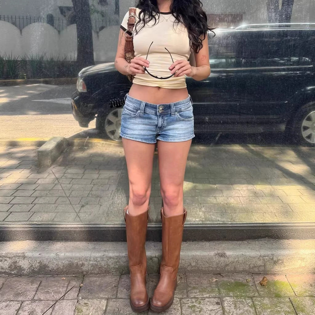 Damen lässige Jeansshorts mit stylishen Details Echo Archiv