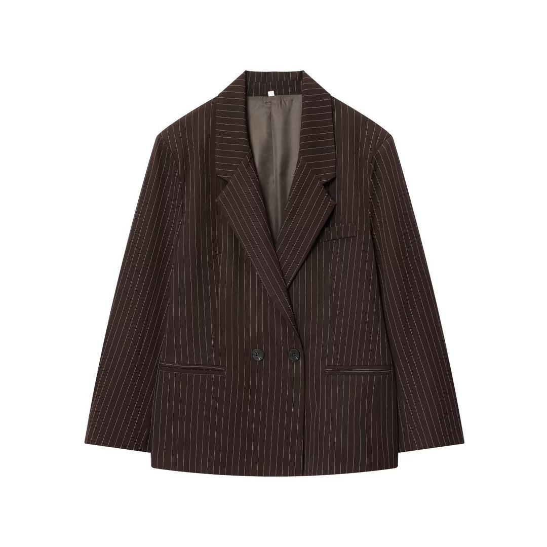 Damen Doppelreihiger Nadelstreifen-Blazer in Oversize-Passform Echoarchiv