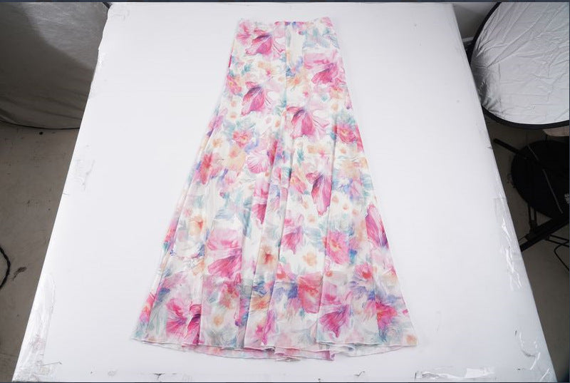 Damen Fließender Maxirock mit floralem Design und schwingendem Saum Echo Archiv