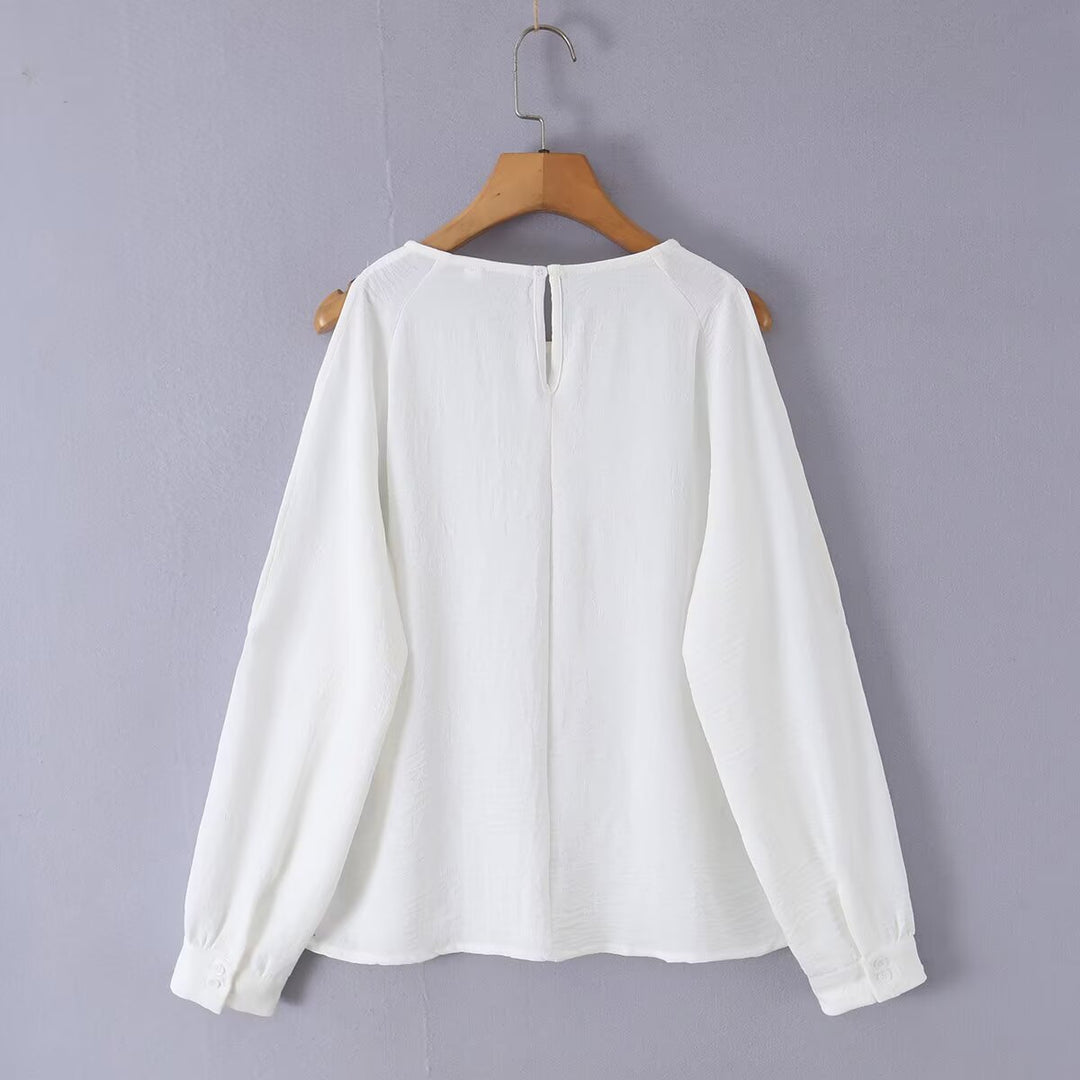 Damen Leichte Oversize-Bluse mit Cut-Out-Ärmeln und Rundhalsausschnitt Echo Archiv