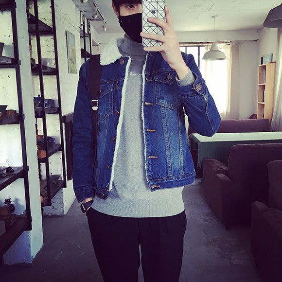 Herren Denimjacke mit Kunstfellkragen Echoarchiv