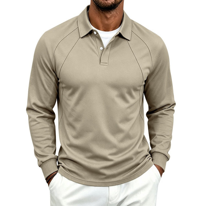 Herren Langarm-Polohemd aus atmungsaktivem Jersey mit Raglanärmeln – Cavello