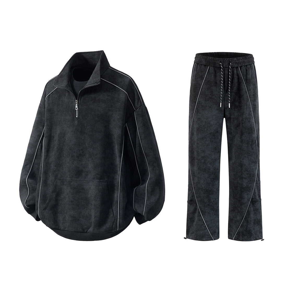 Herren Oversize-Halbzip-Sweatshirt mit Kängurutasche, kontrastpaspel und Ballonärmeln Echo Archiv