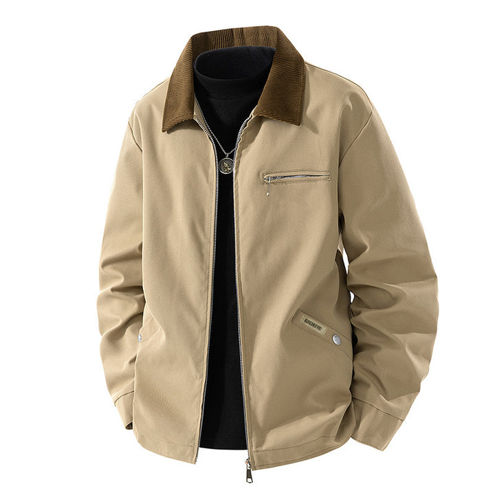 Herren Modische Übergangsjacke mit Cordkragen – Taviero