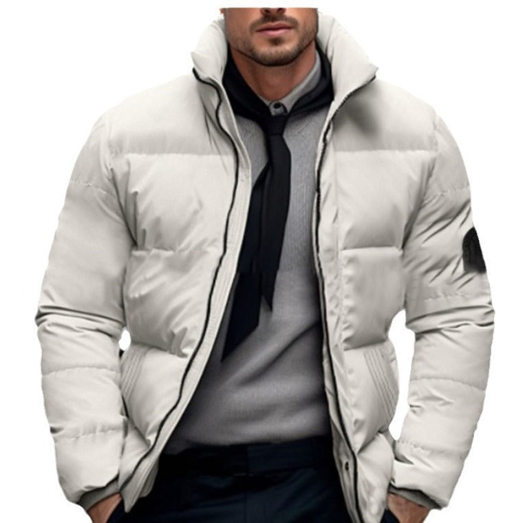 Herren gesteppte Winterjacke mit hohem Kragen und individuell anpassbarem Verschluss Echoarchiv