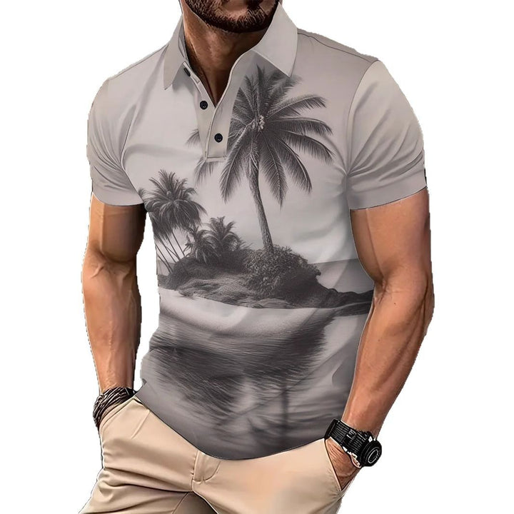 Herren Polohemd mit tropischem Motiv im Vintage-Stil Echoarchiv