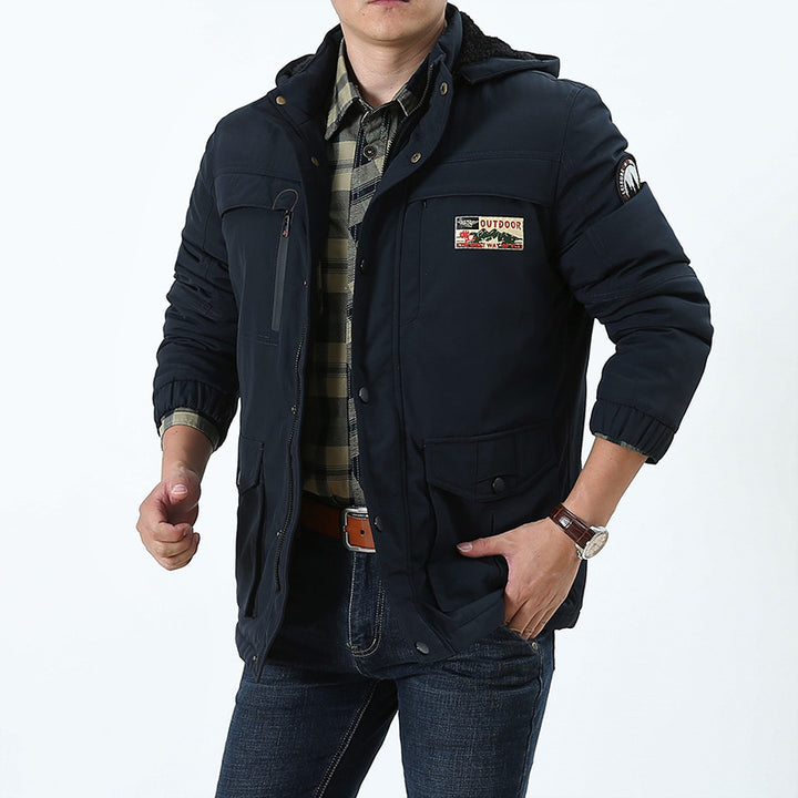 Herren Winddichter Kapuzenparka mit Teddyfutter, Mehrfach-Taschen und Patch-Details Echo Archiv