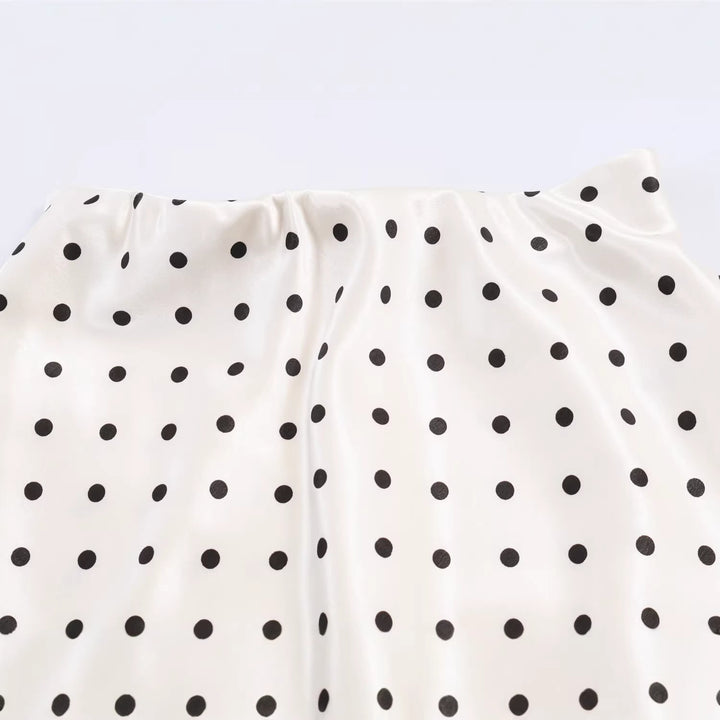 Damen A-Linien-Midirock mit doppellagigem Saum und Polka-Dot-Print Echoarchiv