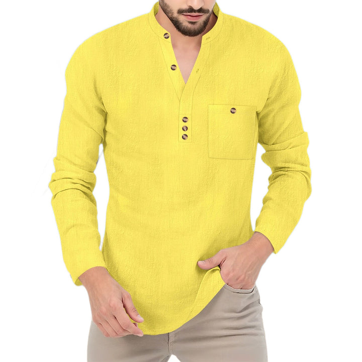 Herren Hemd im lässigen Stil mit modischem Stehkragen und eleganten Knöpfen Echoarchiv