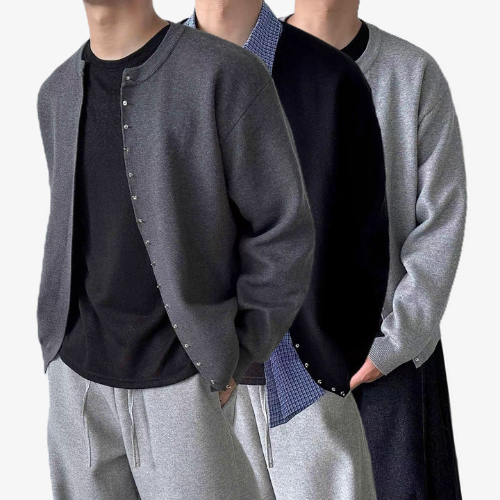 Herren Lässige Strickjacke mit Knopfleiste Echo Archiv