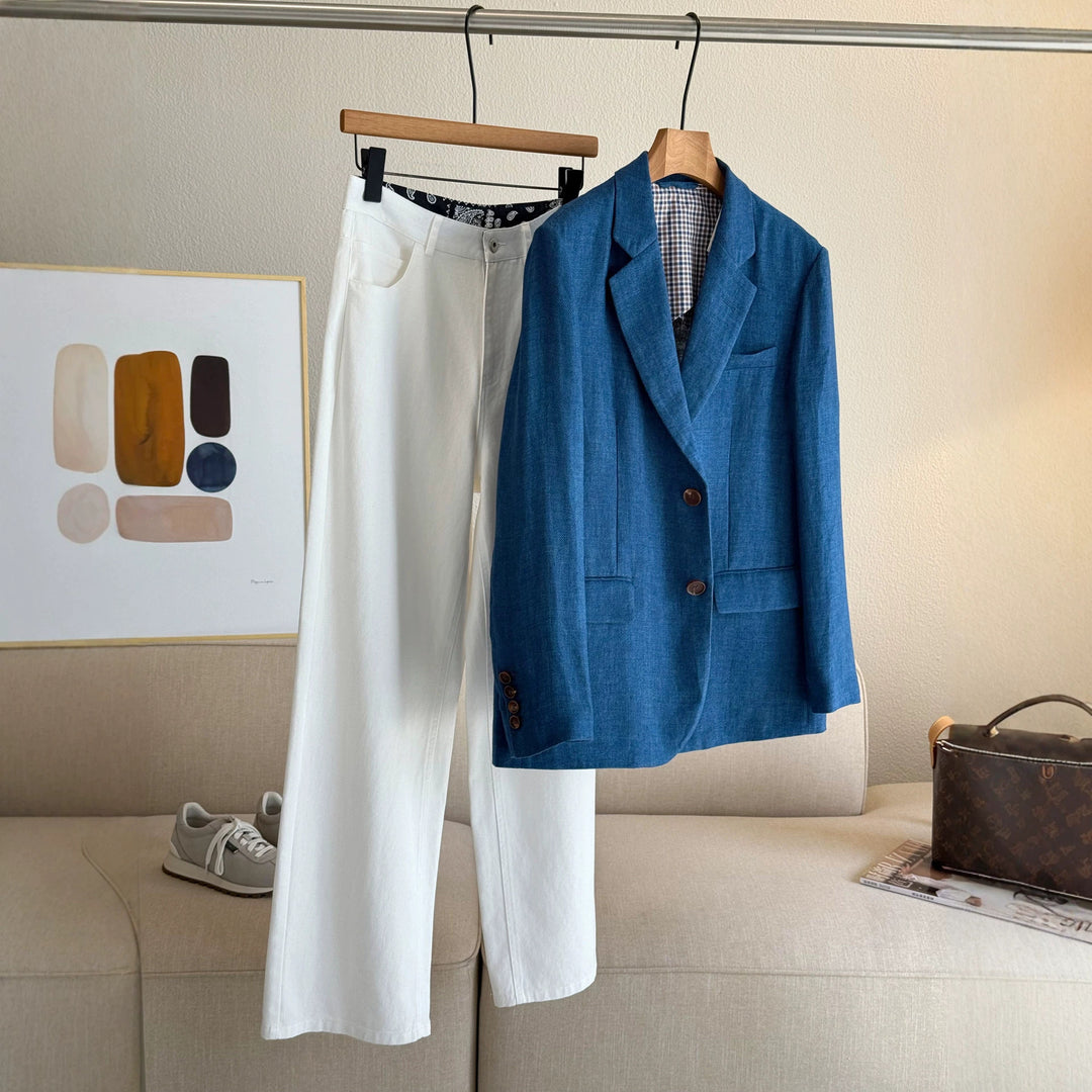 Damen Eleganter Blazer aus hochwertigem Leinen Echoarchiv