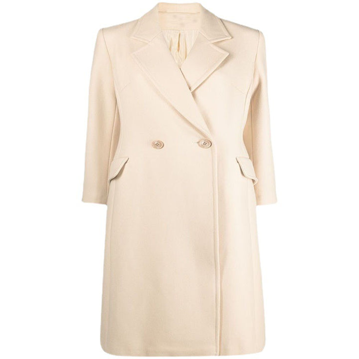 Damen Midilanger Tailoring-Mantel aus Wollmix mit schmalem Revers und kaschierendem Fall Echoarchiv
