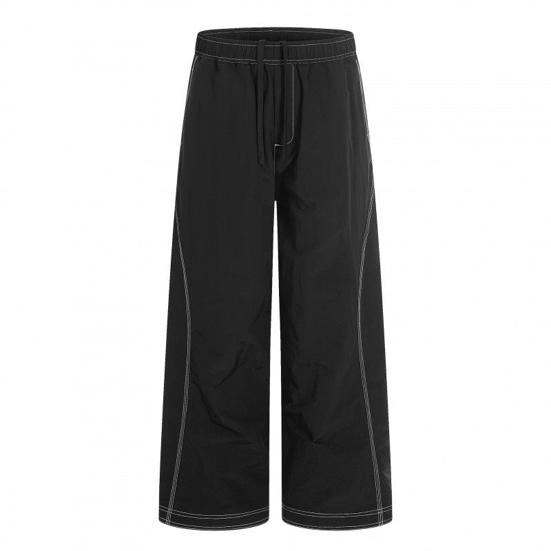 Damen Weite Hose mit elastischem Bund, Kordelzug und kontrastierenden Ziernähten Echo Archiv