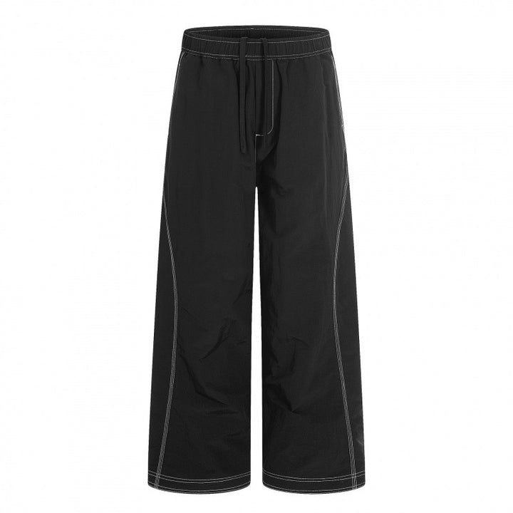 Damen Weite Hose mit elastischem Bund, Kordelzug und kontrastierenden Ziernähten Echo Archiv