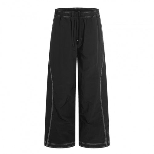 Damen Weite Hose mit elastischem Bund, Kordelzug und kontrastierenden Ziernähten Echo Archiv
