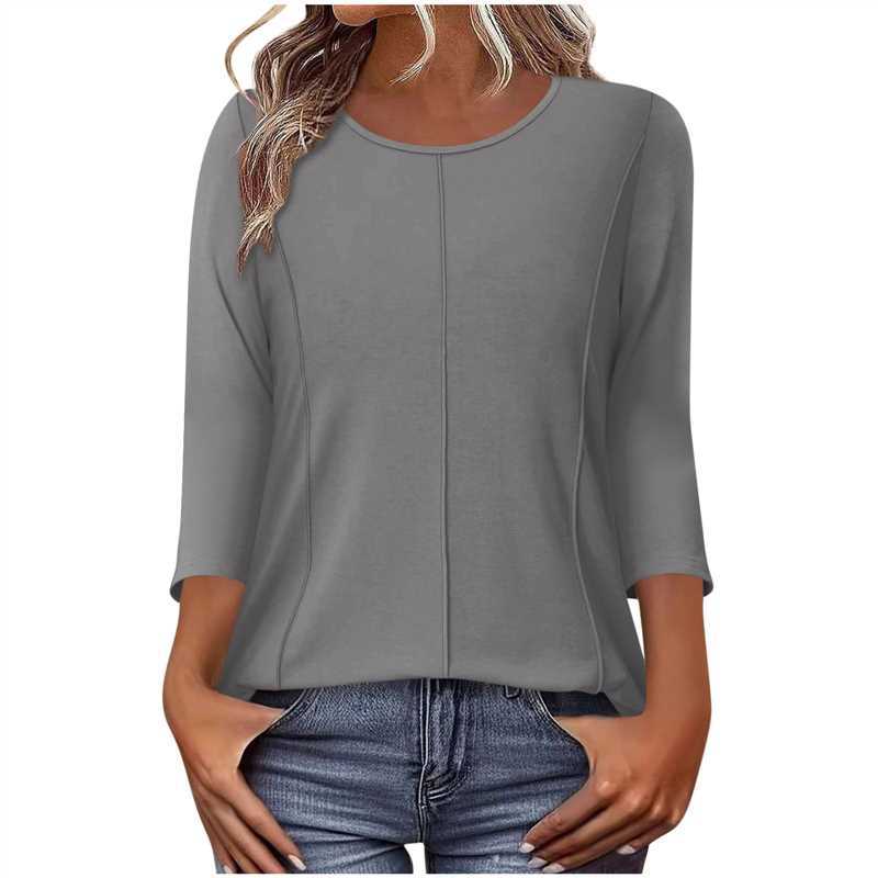 Damen lässiges Shirt mit dreiviertelärmeln und dekorativer Mittelnaht – Avérine