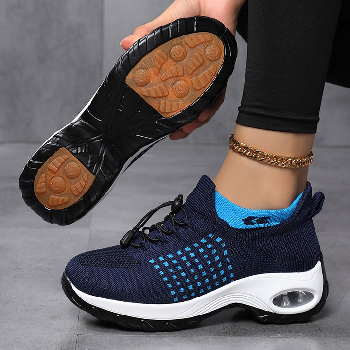 Damen nan atmungsaktive gestrickte Plateausneaker mit Luftkissenfederung und elastischem Schaft Echo Archiv