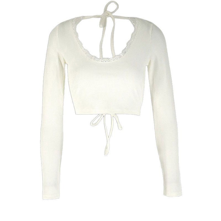 Damen Crop-Top mit Rüschendetails und Rückenbindung Echo Archiv
