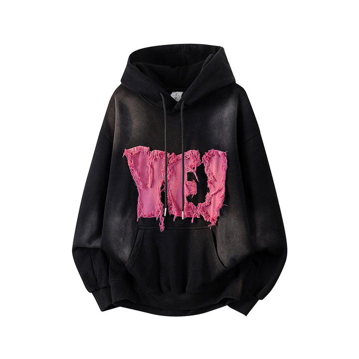 Unisex Oversize Kapuzenpullover mit handschriftlichem Grafik-Print, Kängurutasche & geripptem Saum Echoarchiv