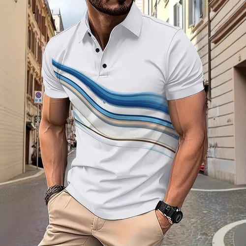 Herren Polohemd mit dynamischem Wellenmuster Echoarchiv
