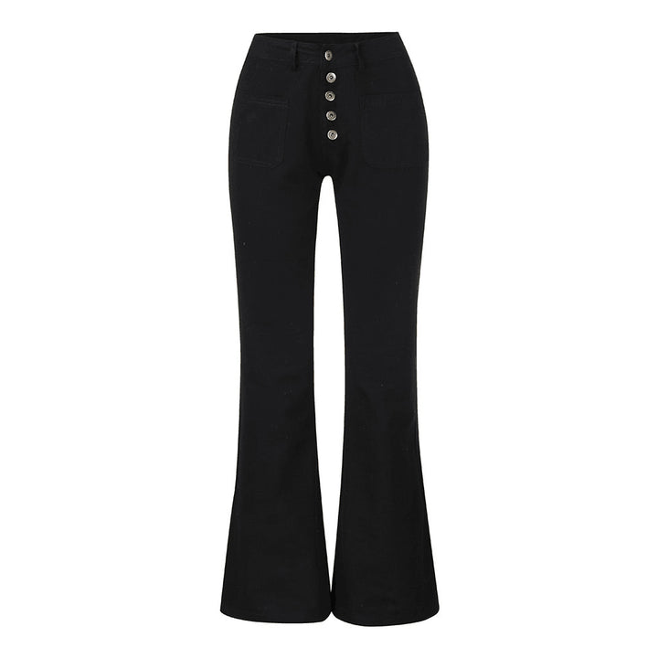 Damen nan High-Waist Schlaghose mit sichtbarer Knopfleiste und aufgesetzten Fronttaschen Echo Archiv