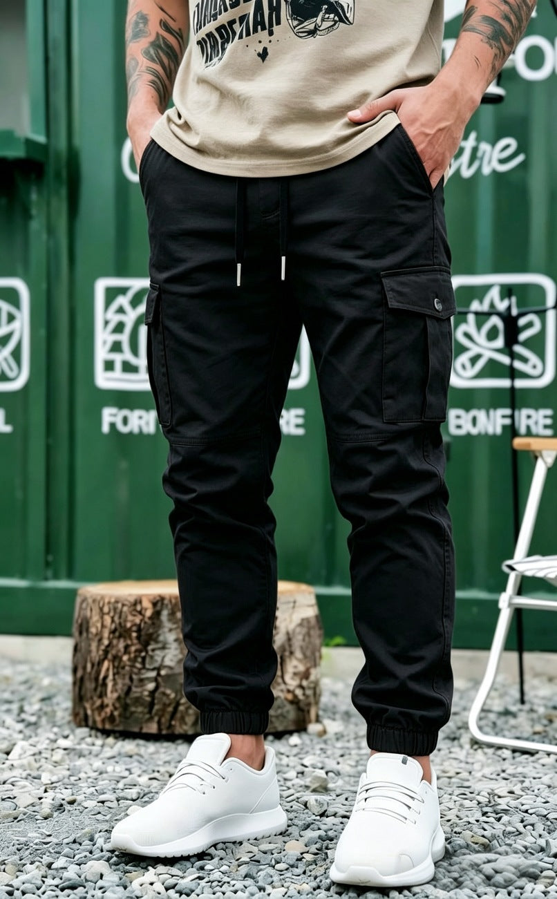 Herren Tapered Cargo-Jogginghose mit elastischem Saum, Kordelzug & Multifunktions‑Taschen Echo Archiv
