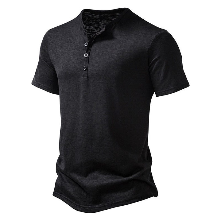 Herren Kurzarm-Hemd mit modischem Henley-Ausschnitt und komfortabler Passform Echoarchiv