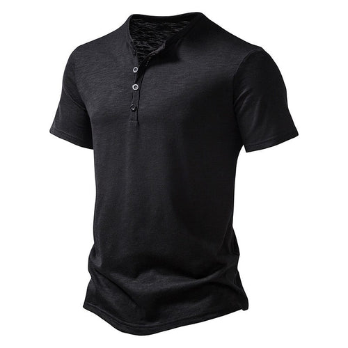 Herren Kurzarm-Hemd mit modischem Henley-Ausschnitt und komfortabler Passform Echoarchiv