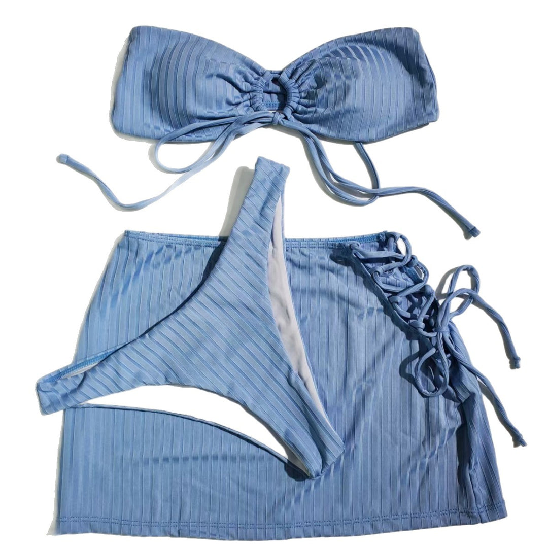 Damen Bandeau-Bikini mit verspieltem Knoten und seitlichen Schnüren Echo Archiv