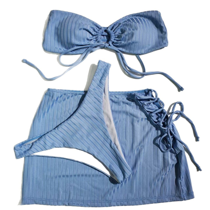 Damen Bandeau-Bikini mit verspieltem Knoten und seitlichen Schnüren Echo Archiv