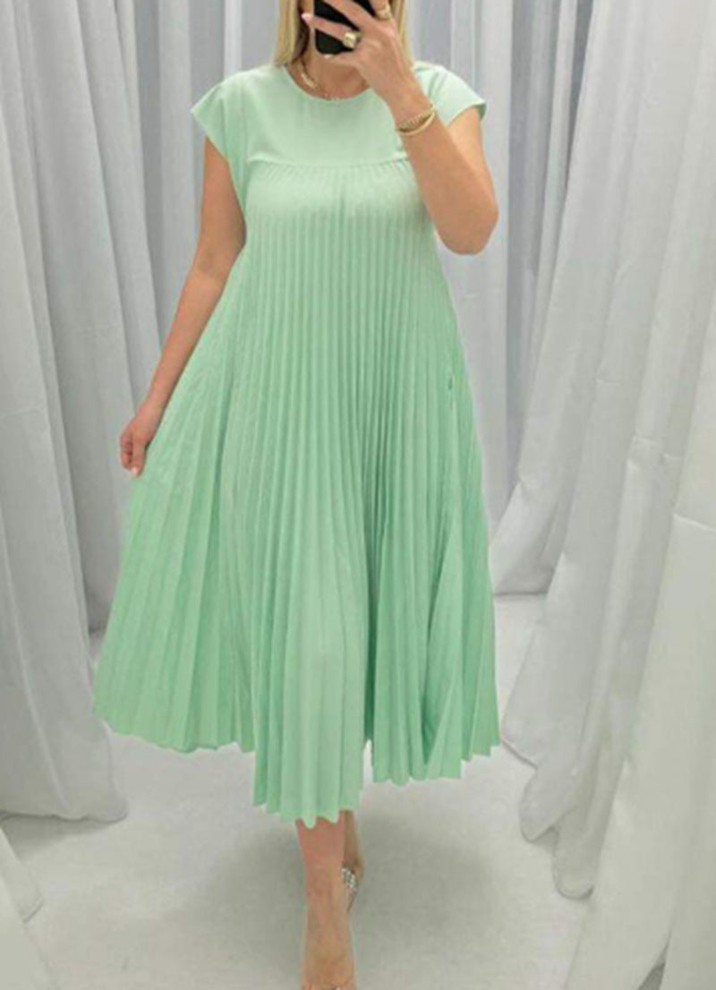 Damen nan fließendes plissiertes Maxikleid mit überschnittenen Schultern und Eingrifftaschen Echo Archiv