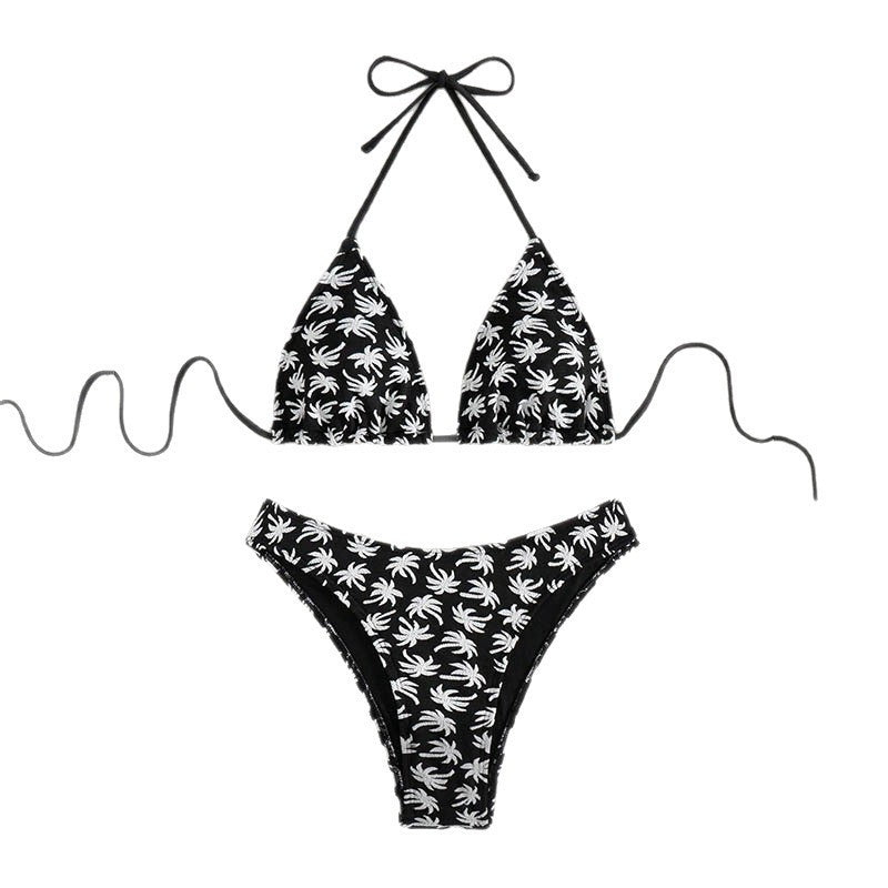 Damen Triangel-Bikini mit floralem Palmendruck Echo Archiv