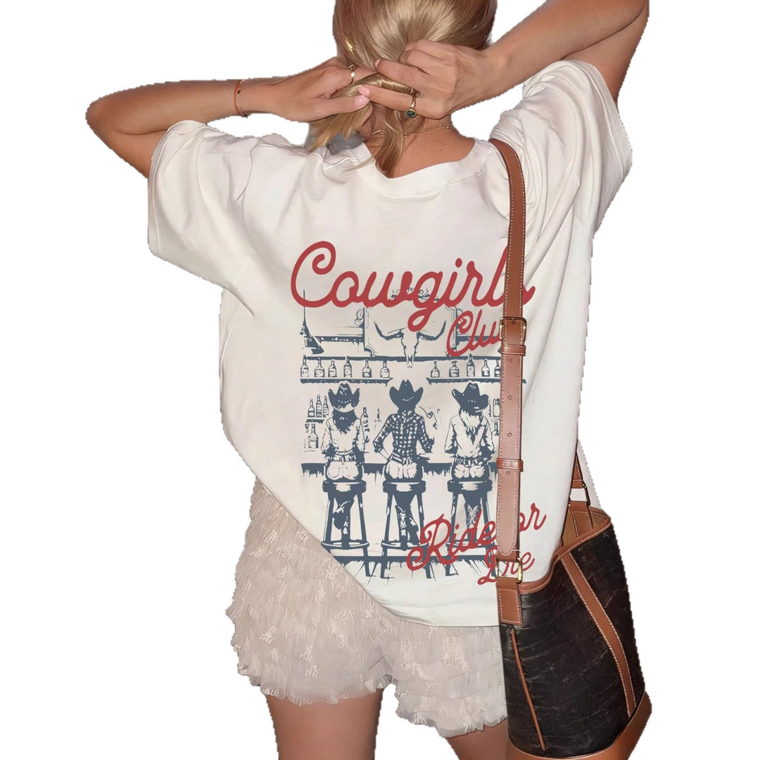 Damen Oversize T-Shirt mit Retro Cowgirl-Motiv Echo Archiv