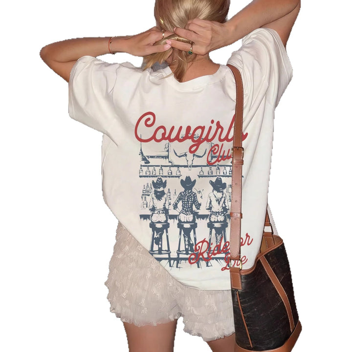 Damen Oversize T-Shirt mit Retro Cowgirl-Motiv Echo Archiv